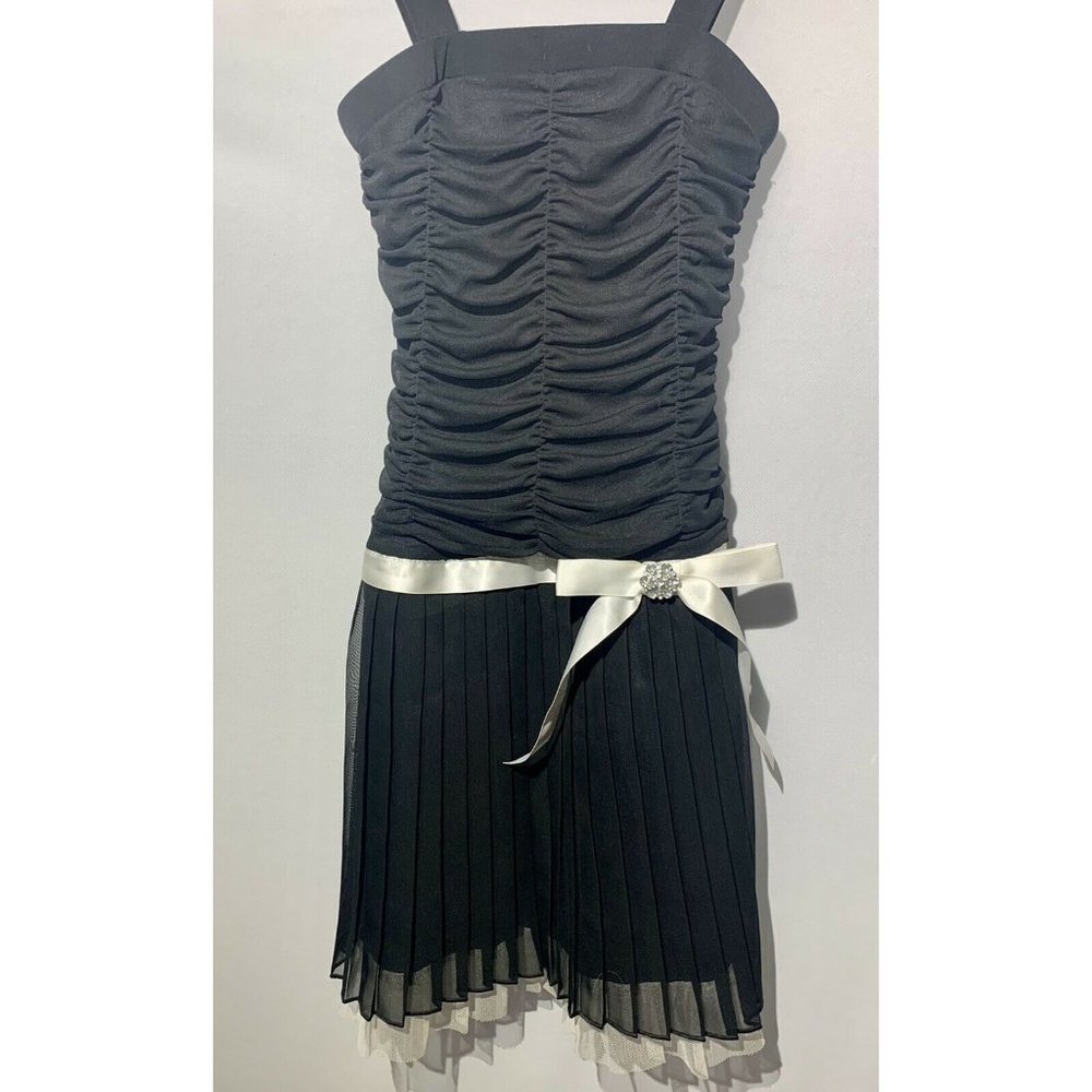 Girl's Philly Black Dress with White Belt Line